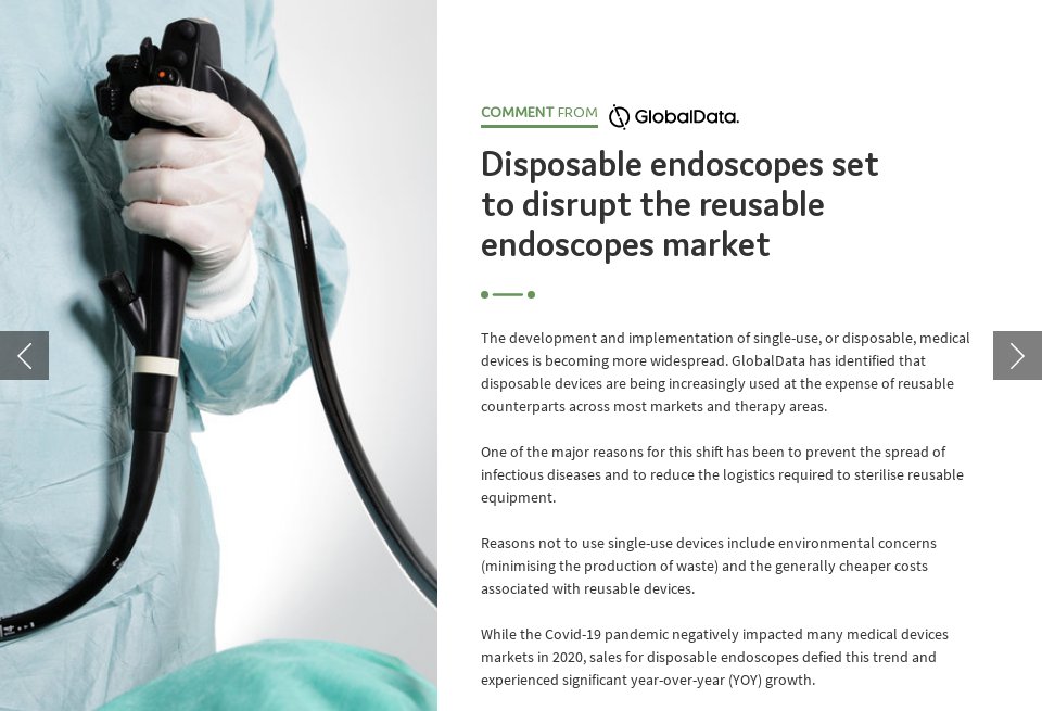 Disposable endoscopes set to disrupt the reusable endoscopes market