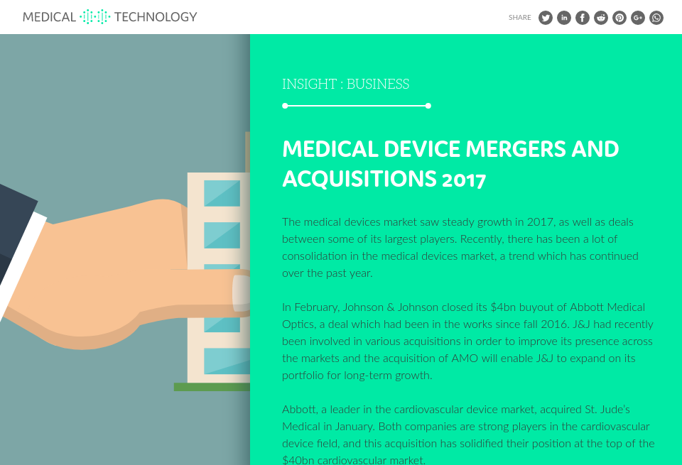 Medical device mergers and acquisitions of 2017 Medical Technology