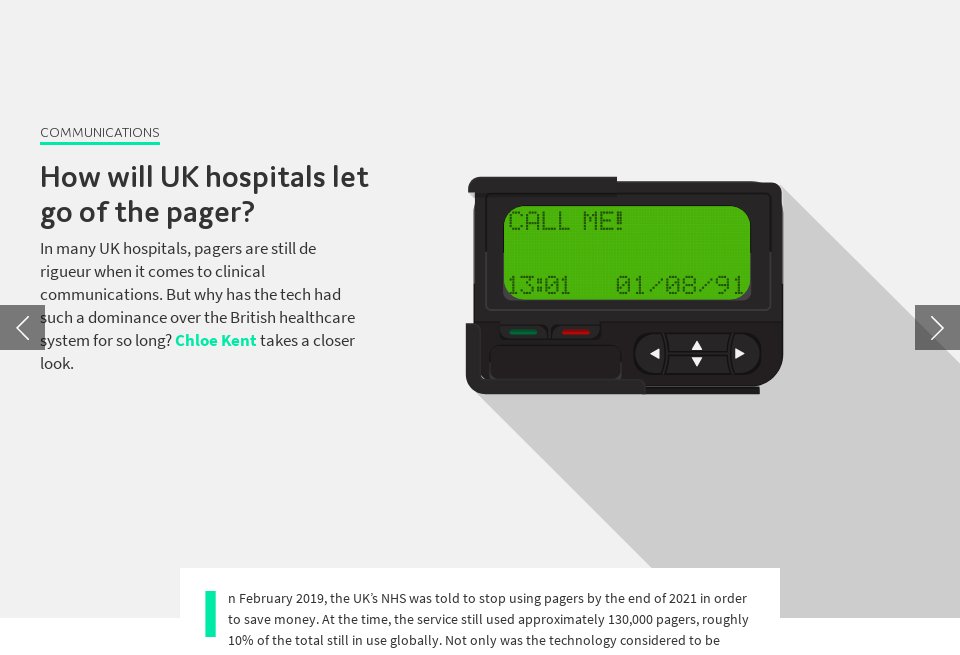 How will UK hospitals let go of the pager? Medical Technology Issue