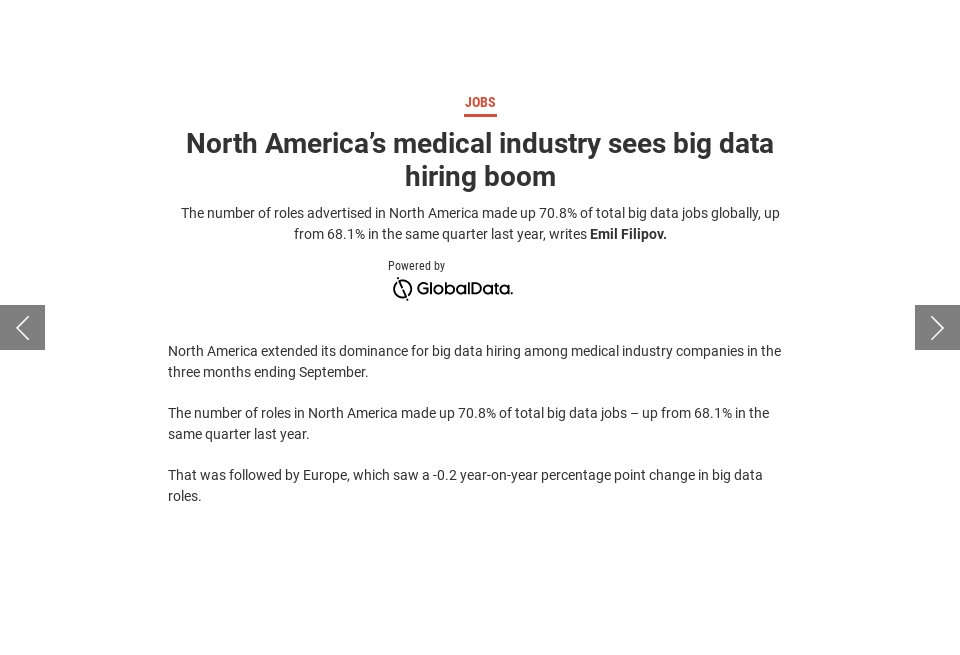 North America’s medical industry sees big data hiring boom Medical