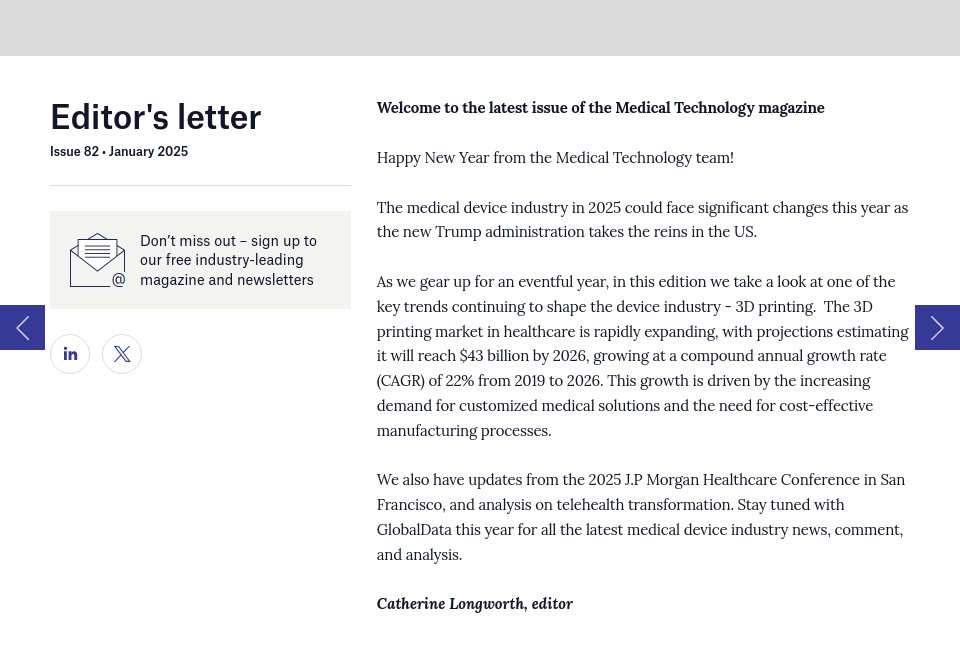 Editor's letter Medical Technology Issue 82 January 2025(00)