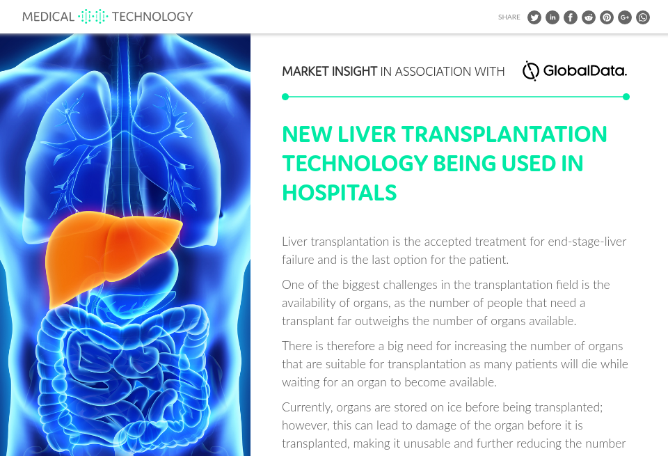 New liver transplantation technology being used in hospitals Medical
