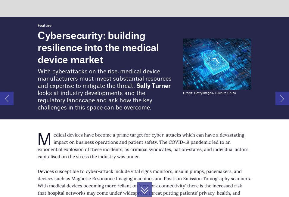 Cybersecurity: building resilience into the medical device market ...