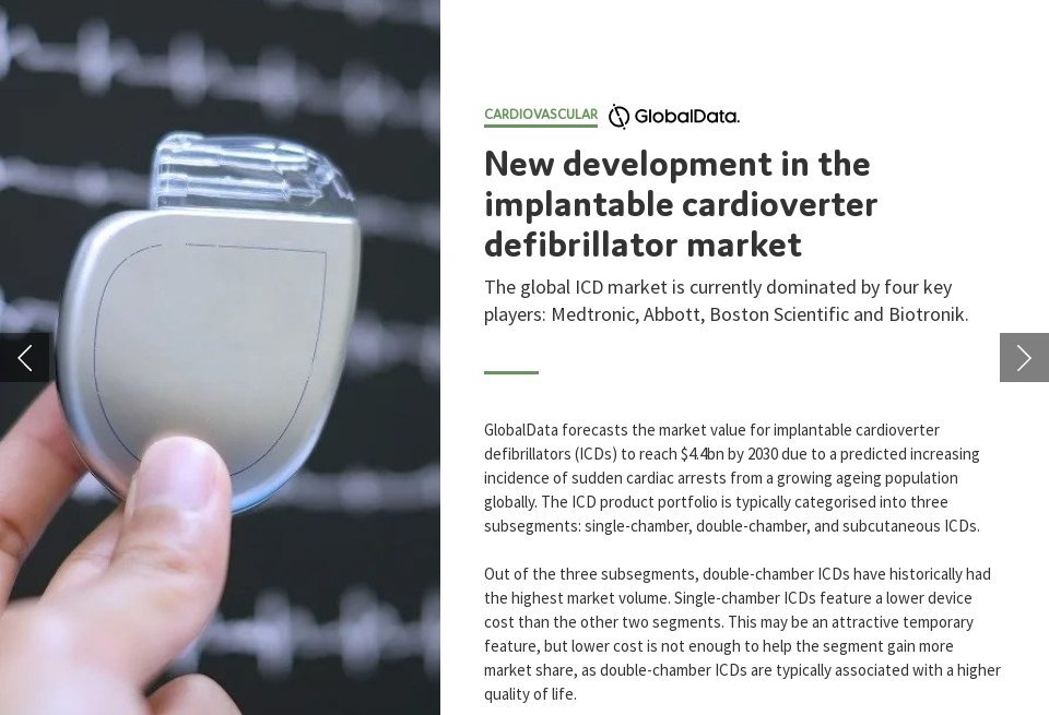 New development in the implantable cardioverter defibrillator market ...