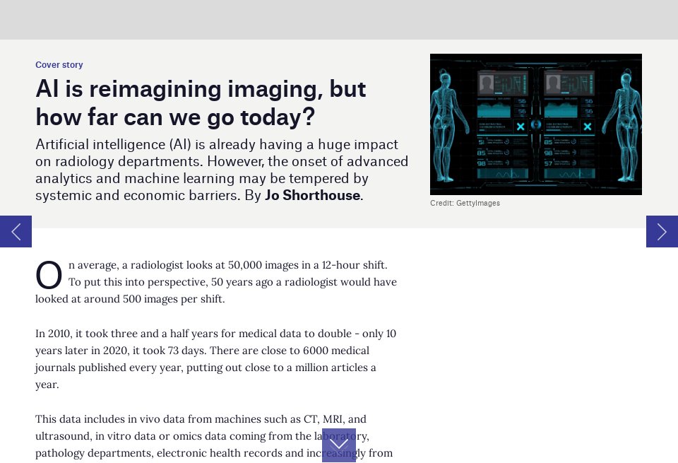 AI is reimagining imaging, but how far can we go today? - Medical