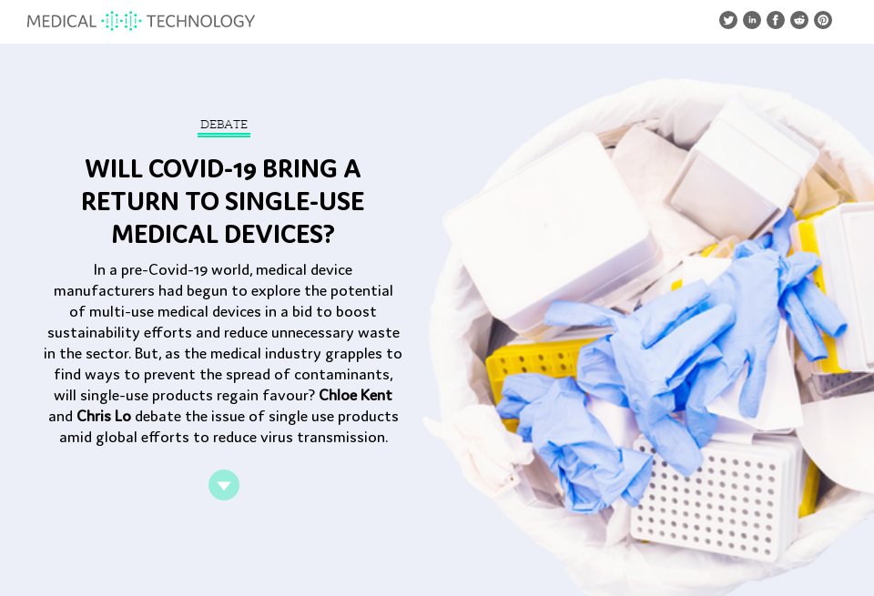 Will Covid19 bring a return to singleuse medical devices? Medical Technology Issue 32