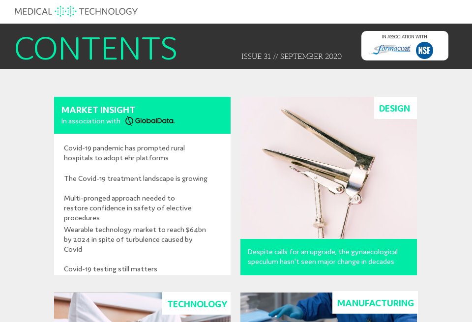 Contents - Medical Technology | Issue 31 | September 2020